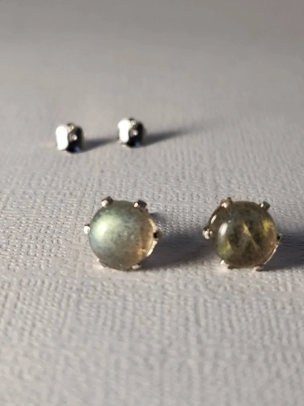 Natural Malagasy Labradorite 9mm Round Stud Earrings 925 Sterling Silver